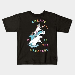 Karate Is The Greatest Unicorn Riding Shark Kids T-Shirt